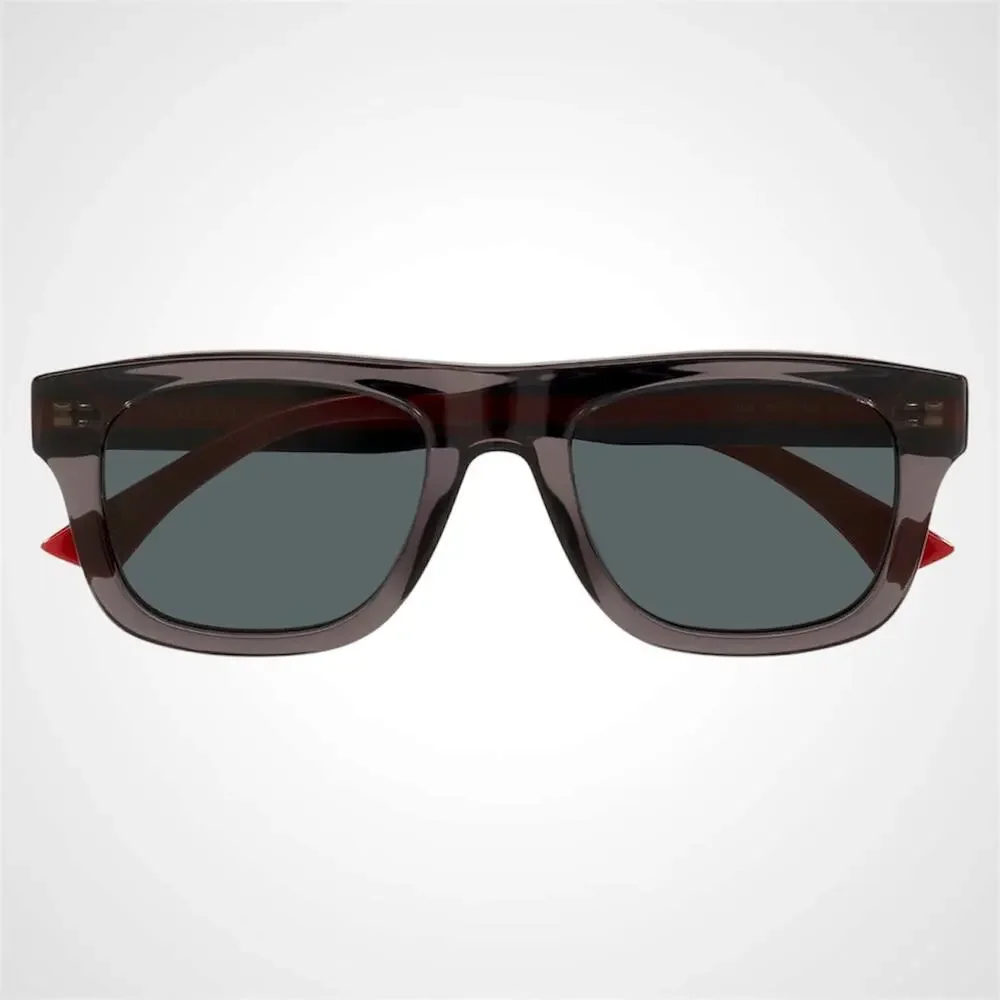 New GUCCI Sunglasses Mens 52mm Grey Square Rectangle Aviator Red Blue Web Arm